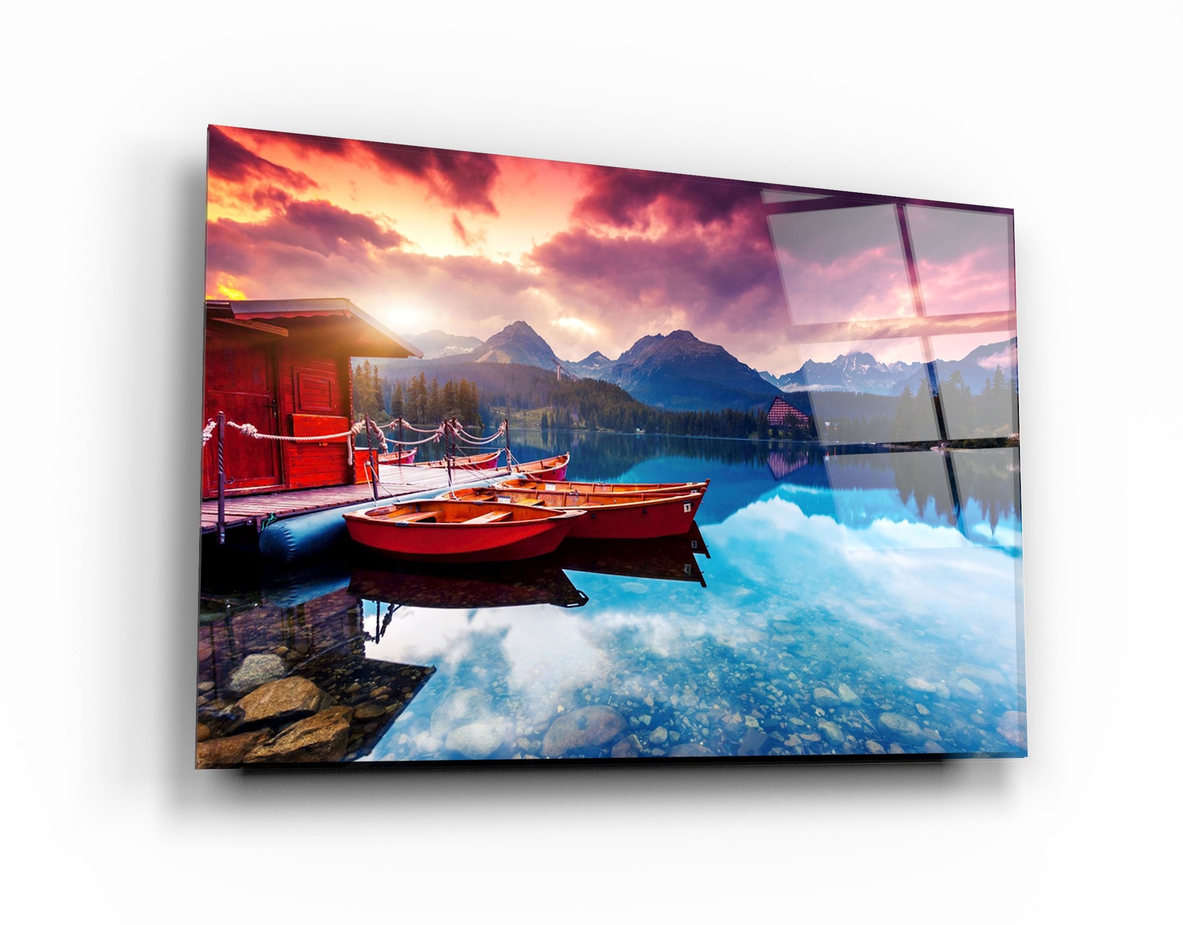 ・"Calm Lake"・Glass Wall Art | Artdesigna Glass Printing Wall Arts.