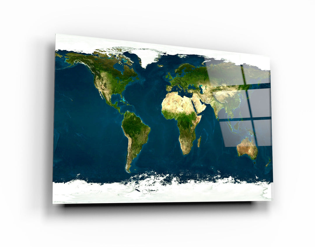 ・"Satellite World Map"・Glass Wall Art | Artdesigna Glass Printing Wall Arts.