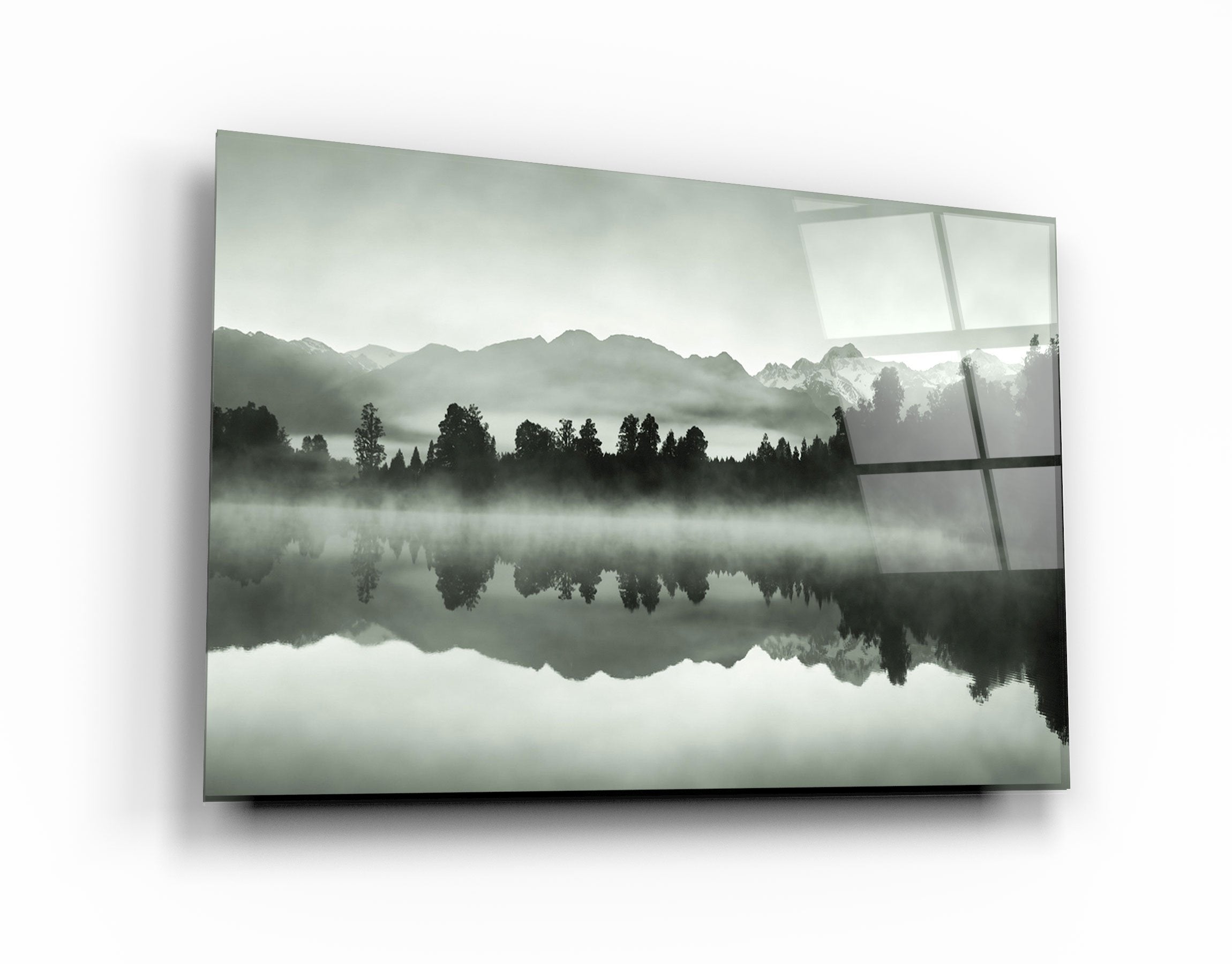 ・"Foggy Lake"・Glass Wall Art | Artdesigna Glass Printing Wall Arts.