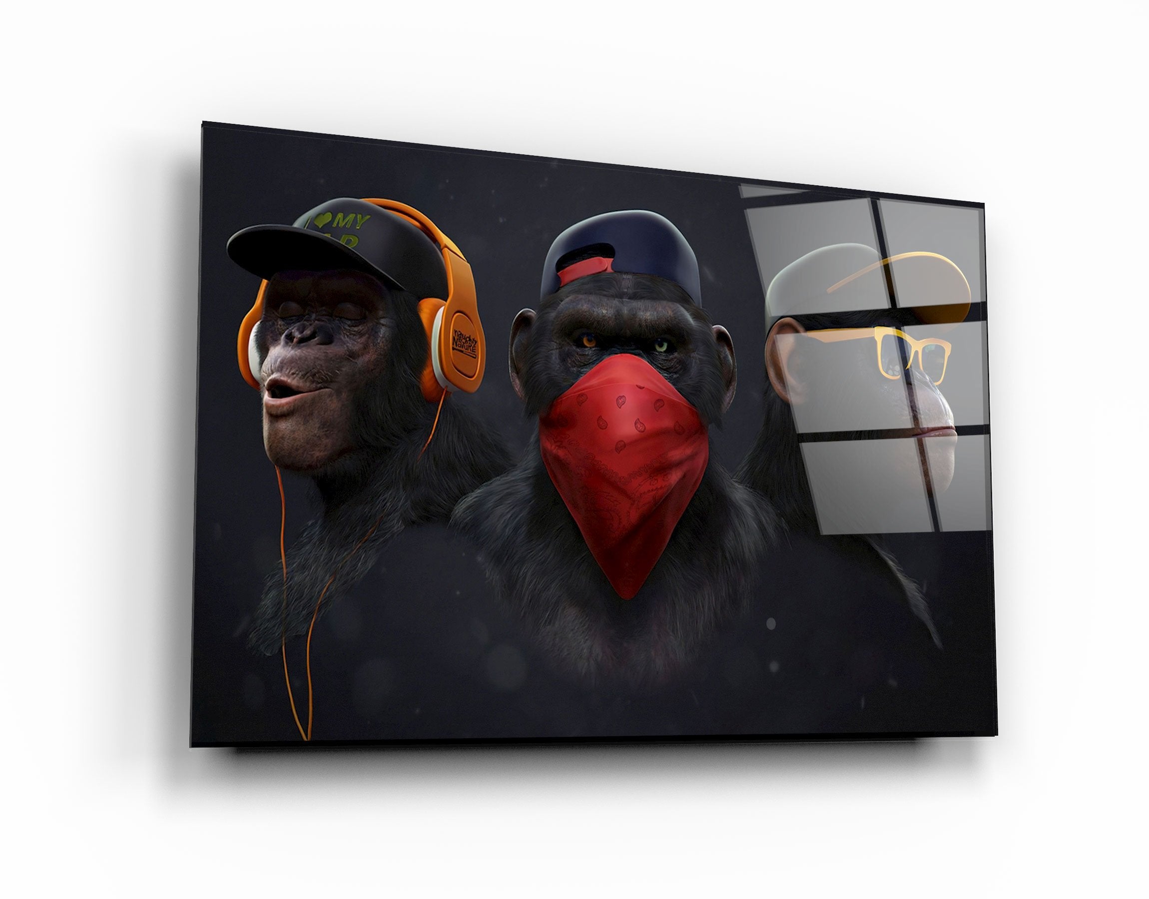 ・"Monkeys Gang"・Glass Wall Art | Artdesigna Glass Printing Wall Arts.
