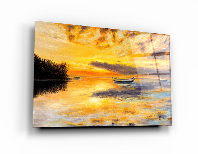 ・"Boats In A Calm Sea"・Glass Wall Art | Artdesigna Glass Printing Wall Arts.