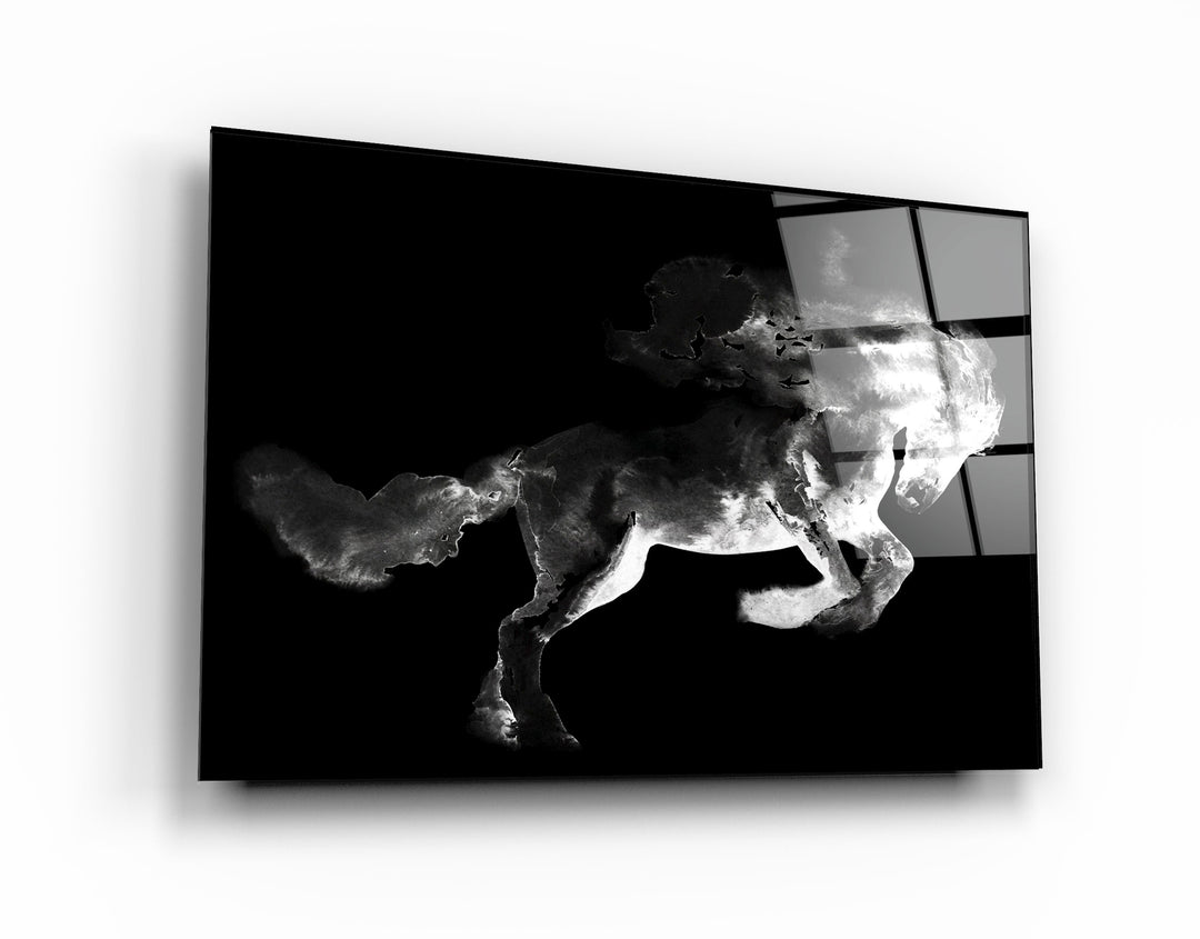 ・"Running Horse Silhouette V2"・Glass Wall Art | Artdesigna Glass Printing Wall Arts.