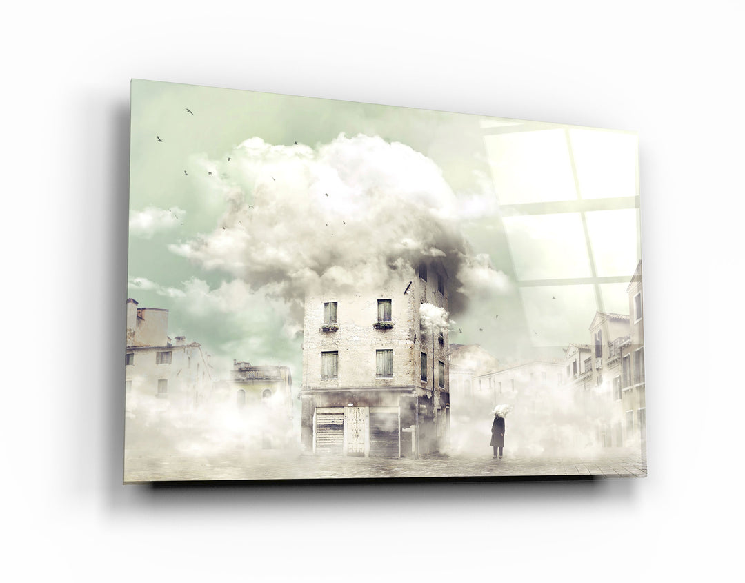 ・"The Foggy Building"・Glass Wall Art | Artdesigna Glass Printing Wall Arts.