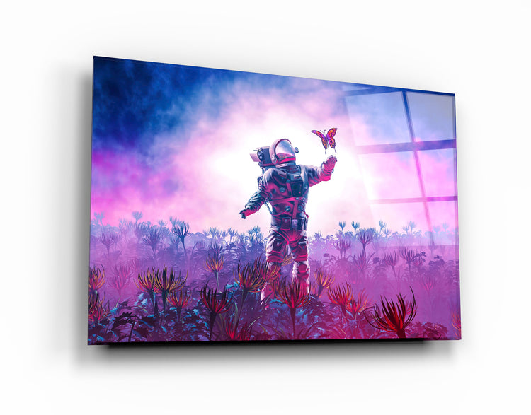 ・"Astronaut With Butterfly"・Glass Wall Art | Artdesigna Glass Printing Wall Arts.