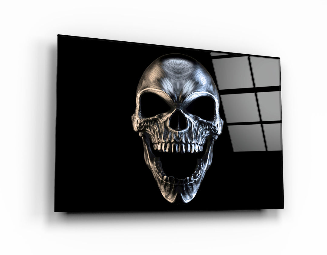 ・"Silver Skull"・Glass Wall Art | Artdesigna Glass Printing Wall Arts.