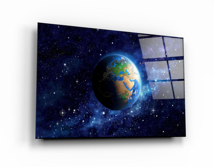 ・"Earth In Space"・Glass Wall Art | Artdesigna Glass Printing Wall Arts.