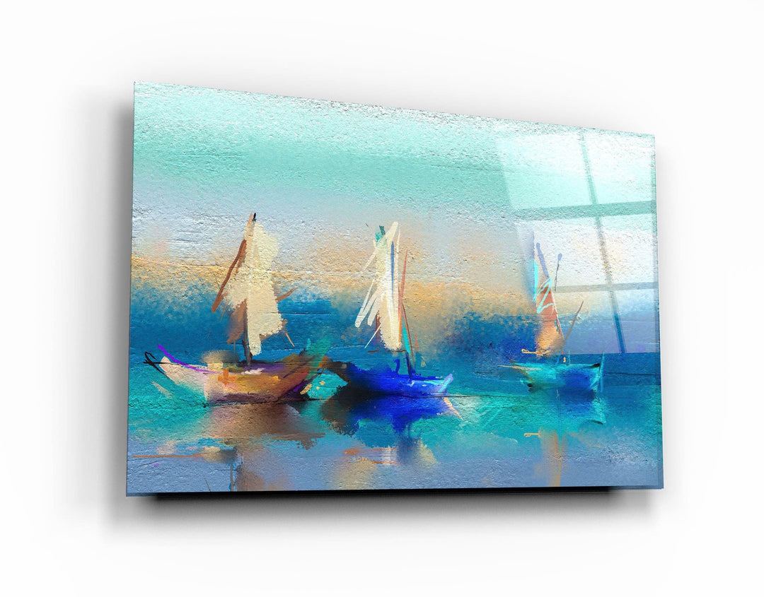 ・"Abstract Boats Art"・Glass Wall Art | Artdesigna Glass Printing Wall Arts.