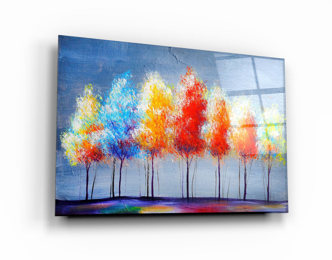 ・"Colorful Trees"・Glass Wall Art | Artdesigna Glass Printing Wall Arts.