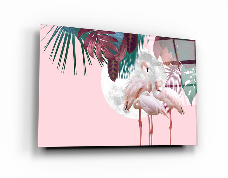 ・"Greater Flamingo"・Glass Wall Art | Artdesigna Glass Printing Wall Arts.