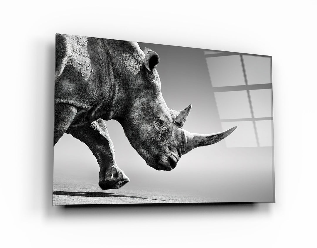 ・"Black Rhinoceros"・Glass Wall Art | Artdesigna Glass Printing Wall Arts.