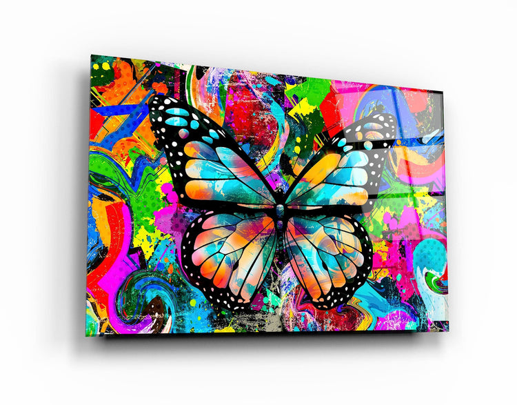 ・"Colorful Butturfly"・Glass Wall Art | Artdesigna Glass Printing Wall Arts.