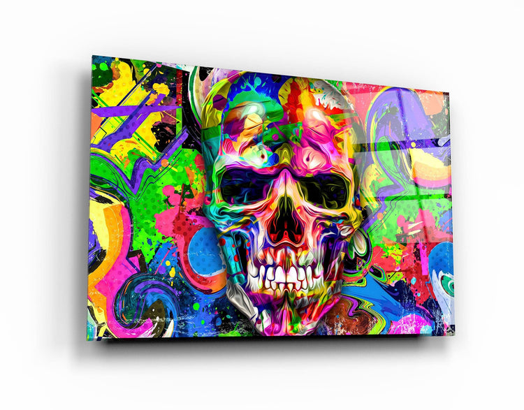 ・"Skull Graffiti Art"・Glass Wall Art | Artdesigna Glass Printing Wall Arts.