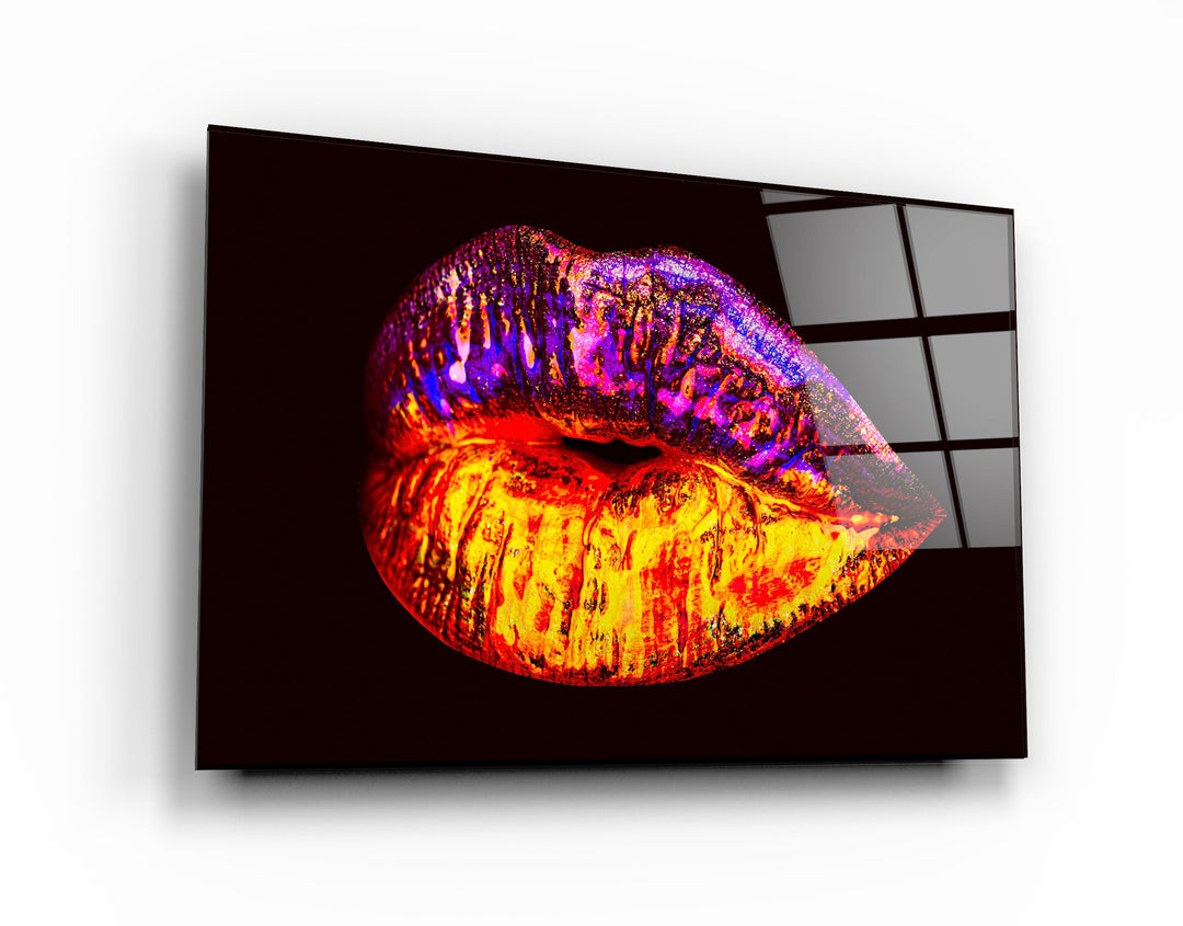 ・"Neon Lip"・Glass Wall Art | Artdesigna Glass Printing Wall Arts.