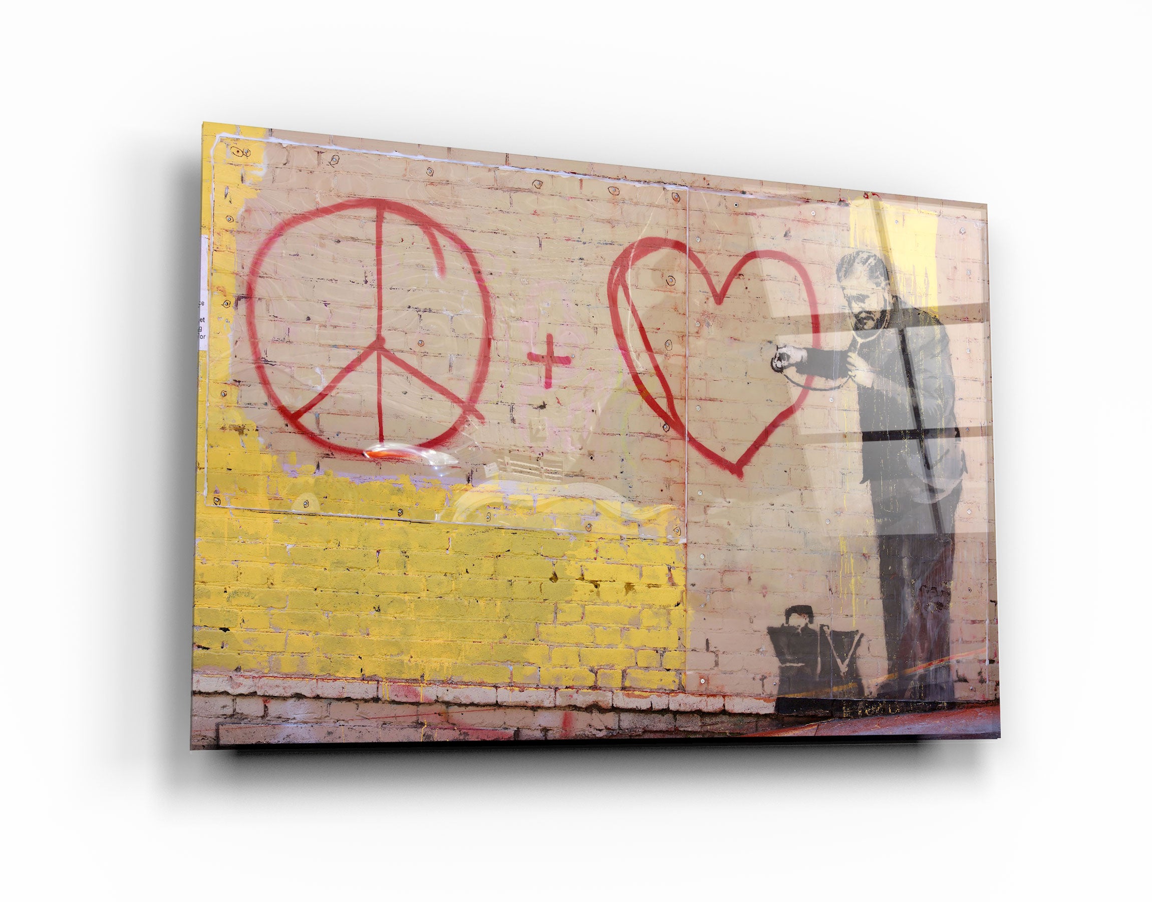 Tempered Glass, Glass Art, Glass, Peace vs. Love, Bansky newest Peace Glass Printing, Graffiti Glass Decor, Street Glass Wall Art,