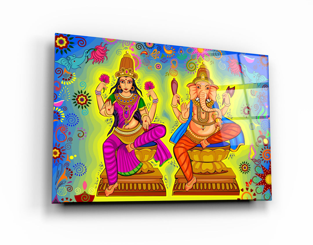 ・"Lord Ganesha Illustration"・Glass Wall Art | Artdesigna Glass Printing Wall Arts.