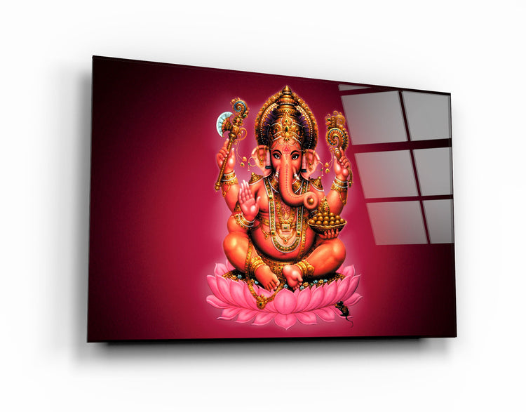 ・"Lord Ganesha"・Glass Wall Art | Artdesigna Glass Printing Wall Arts.