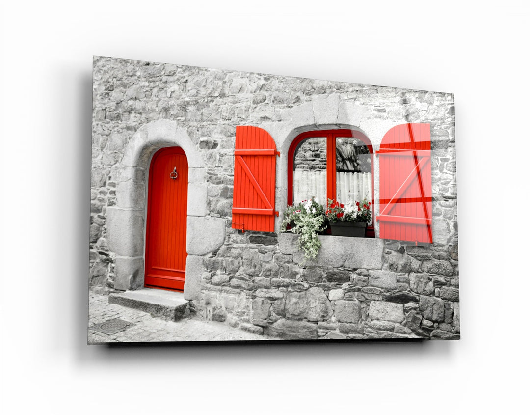 ・"Red Door"・Glass Wall Art | Artdesigna Glass Printing Wall Arts.