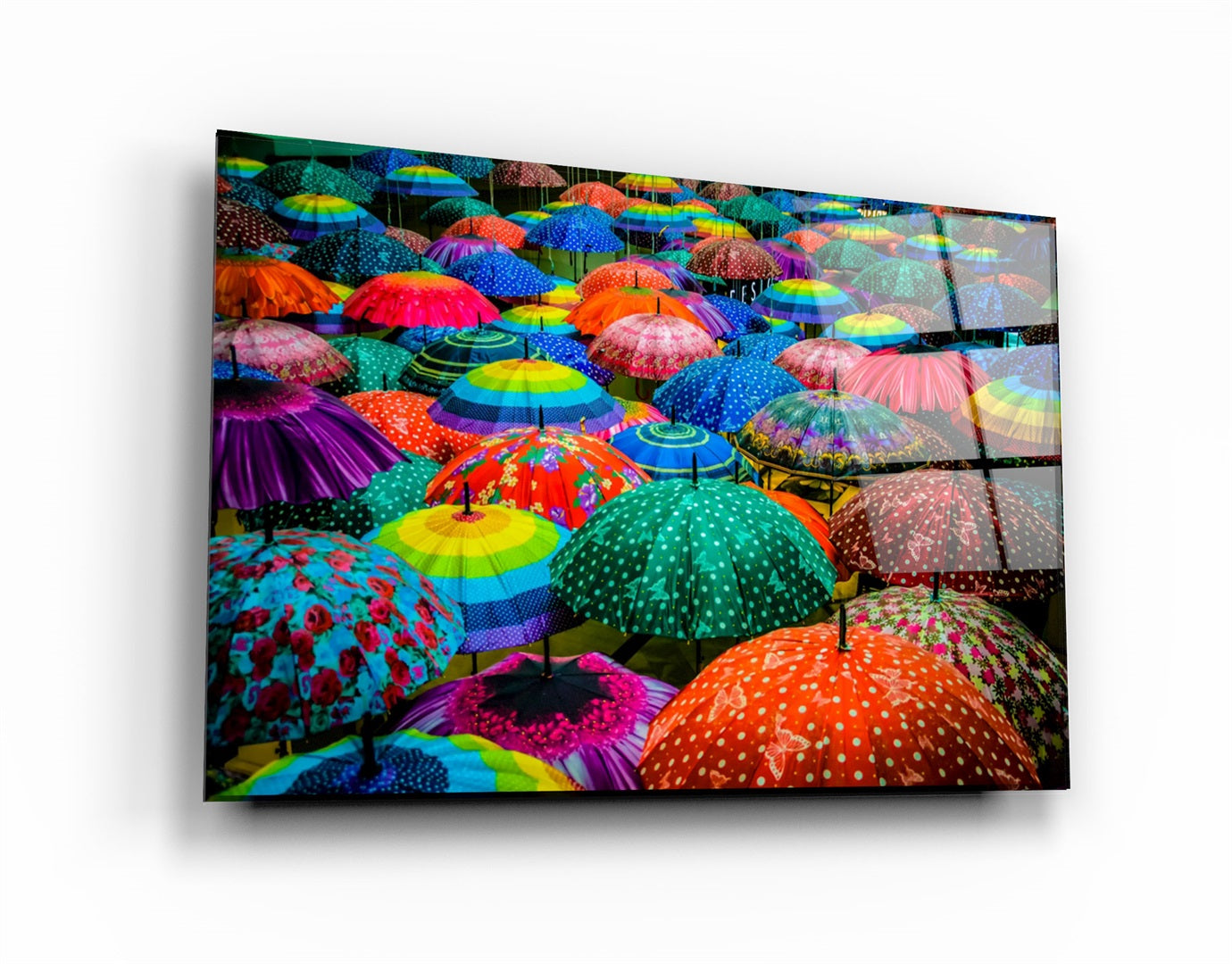 ・"Colorful Umbrellas"・Glass Wall Art | Artdesigna Glass Printing Wall Arts.