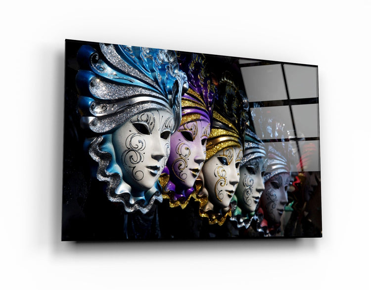 ・"Venetian Carnival Masks"・Glass Wall Art | Artdesigna Glass Printing Wall Arts.