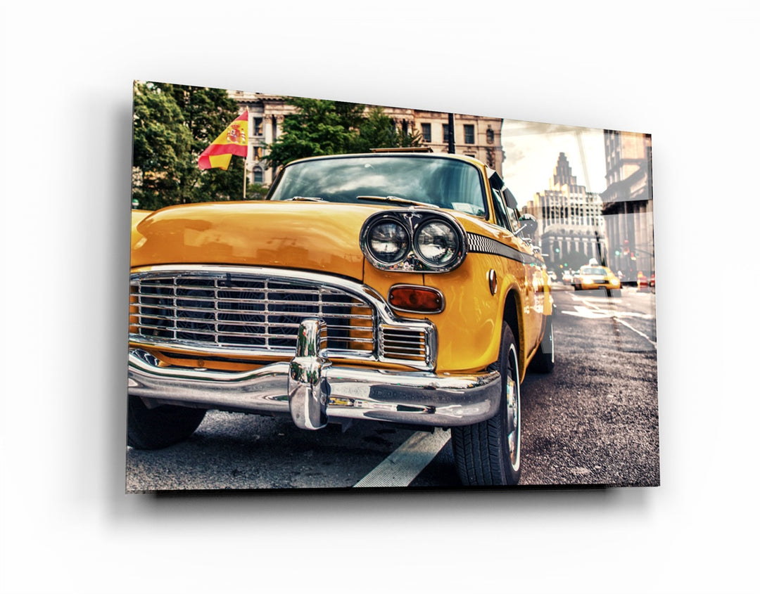 ・"Classic Taxi"・Glass Wall Art | Artdesigna Glass Printing Wall Arts.