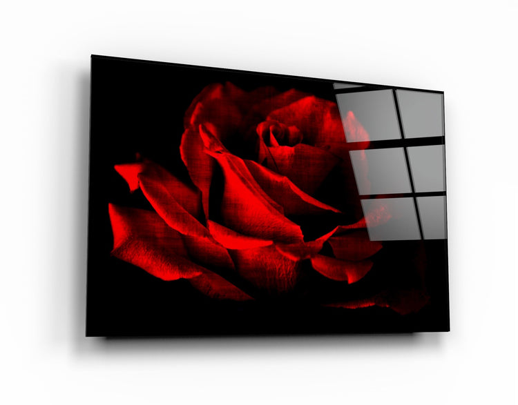 ・"Red Rose Vintage"・Glass Wall Art | Artdesigna Glass Printing Wall Arts.