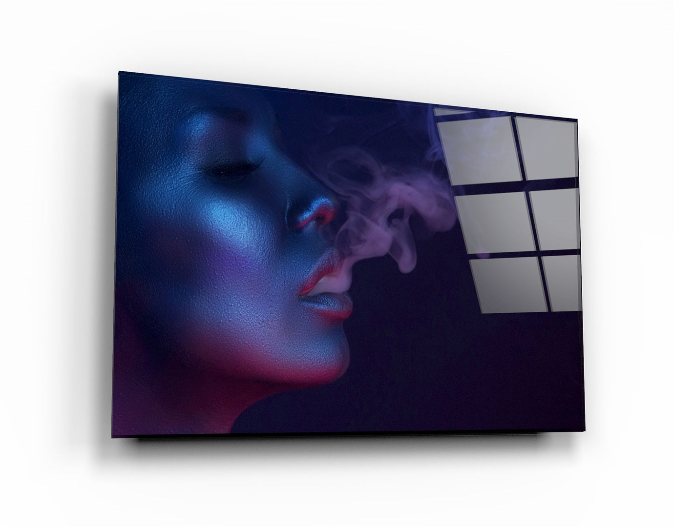 ・"Smoke and Woman"・Glass Wall Art | Artdesigna Glass Printing Wall Arts.