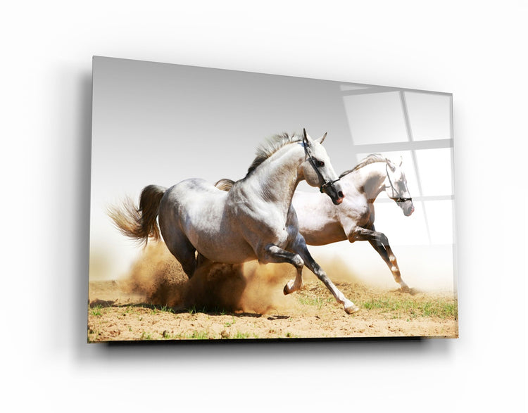 ・"Running Horses"・Glass Wall Art | Artdesigna Glass Printing Wall Arts.