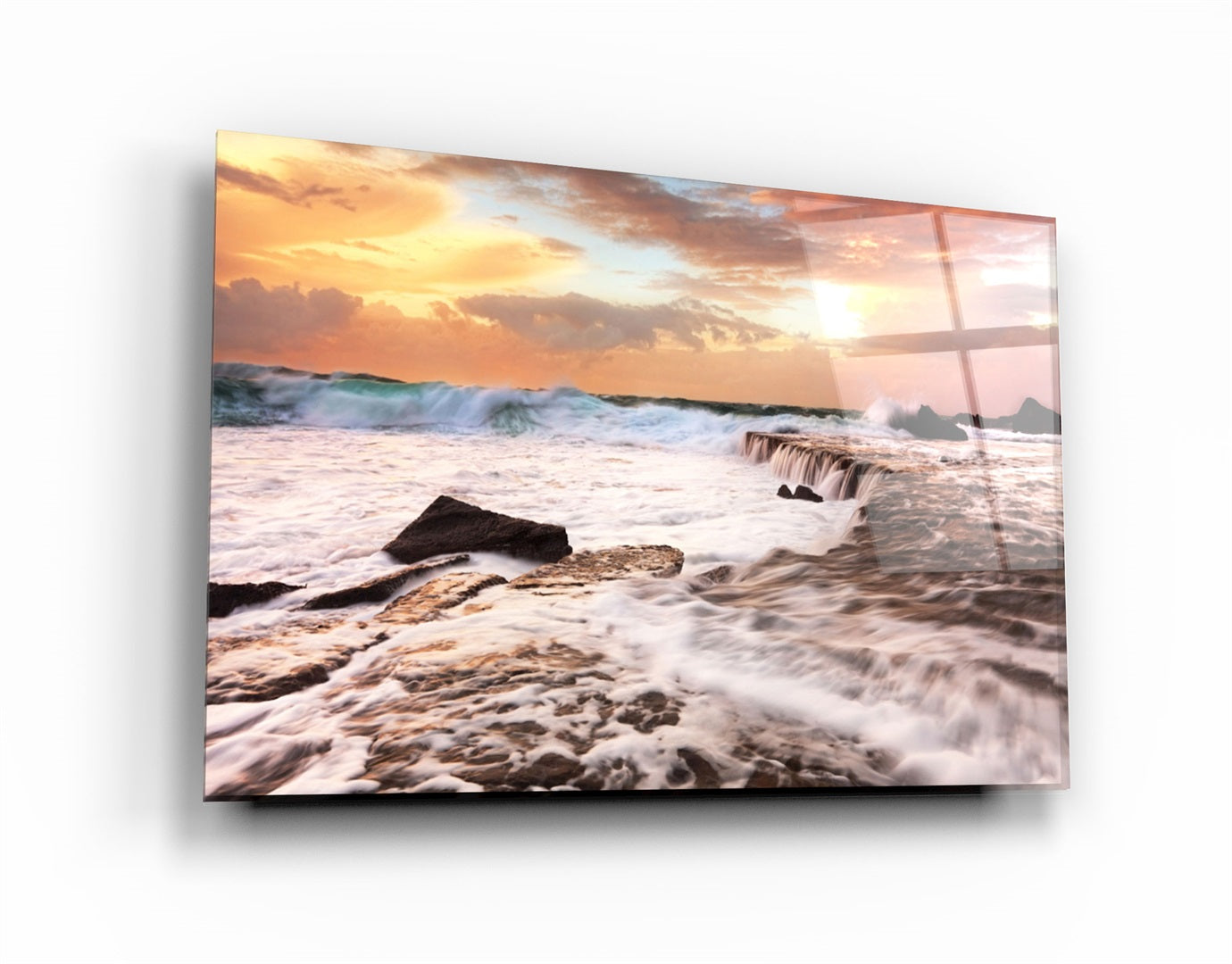 ・"Raging Waves"・Glass Wall Art | Artdesigna Glass Printing Wall Arts.