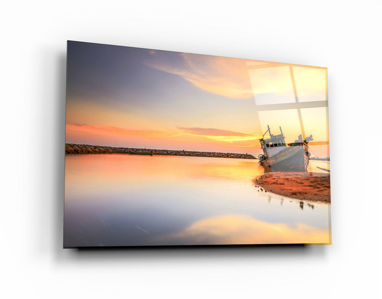 ・"Ship on the Beach"・Glass Wall Art | Artdesigna Glass Printing Wall Arts.