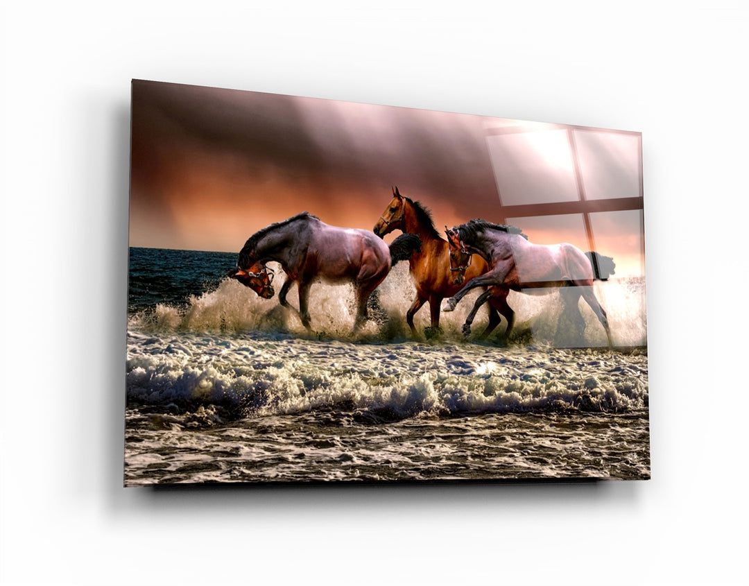 ・"Horses"・Glass Wall Art | Artdesigna Glass Printing Wall Arts.