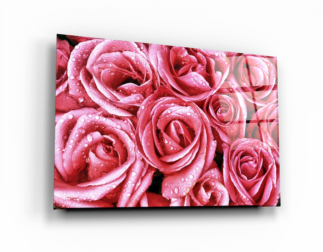 ・"Pink Rose"・Glass Wall Art | Artdesigna Glass Printing Wall Arts.