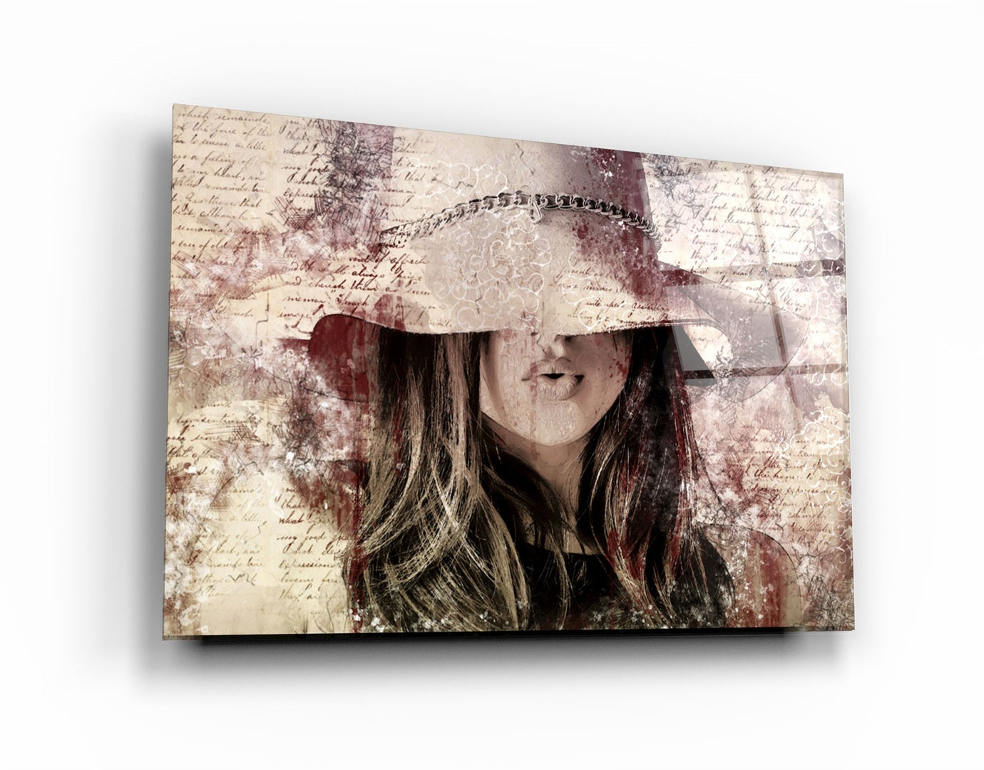 ・"Girl in Retro Hat"・Glass Wall Art | Artdesigna Glass Printing Wall Arts.