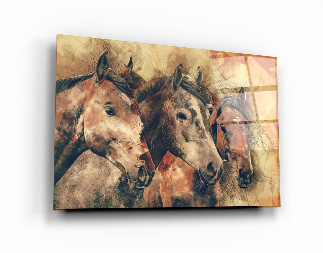 ・"Horses"・Glass Wall Art | Artdesigna Glass Printing Wall Arts.