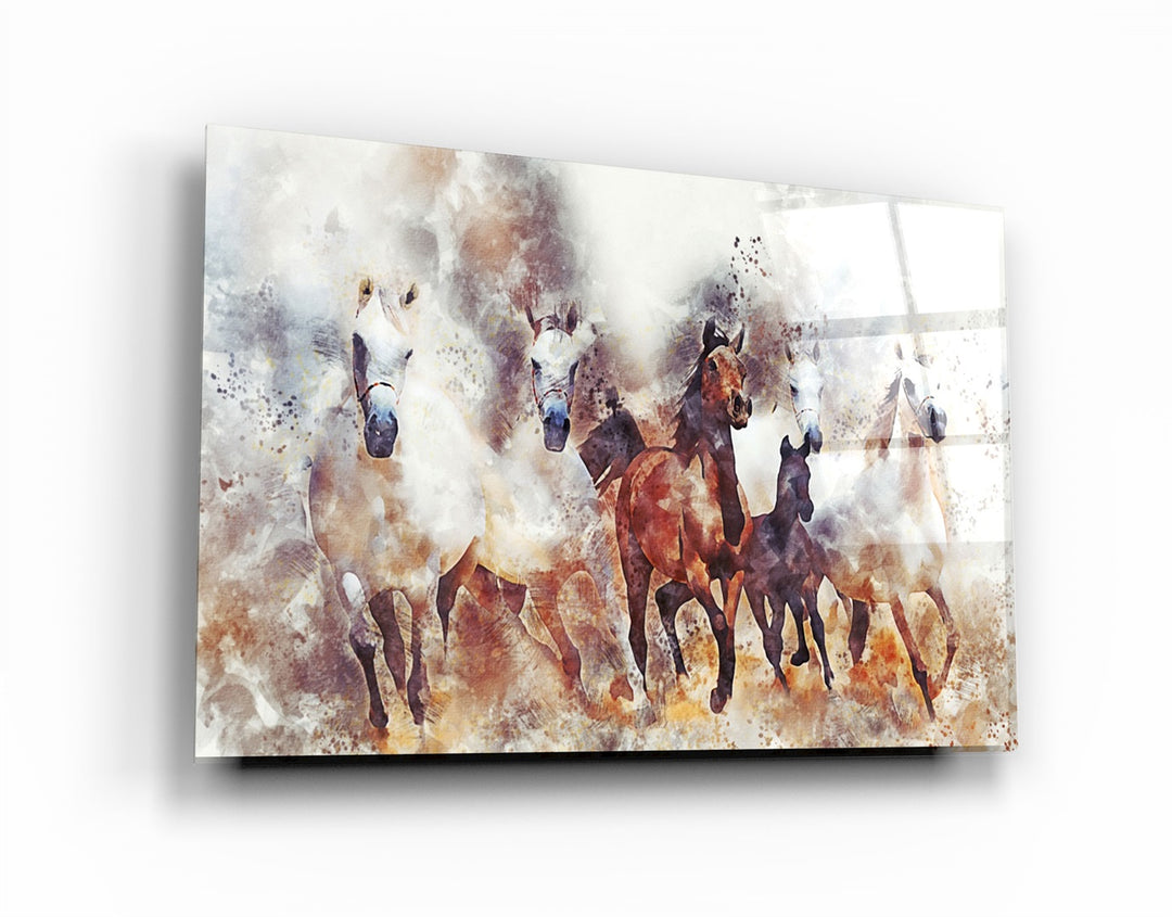 ・"Running Horses"・Glass Wall Art | Artdesigna Glass Printing Wall Arts.