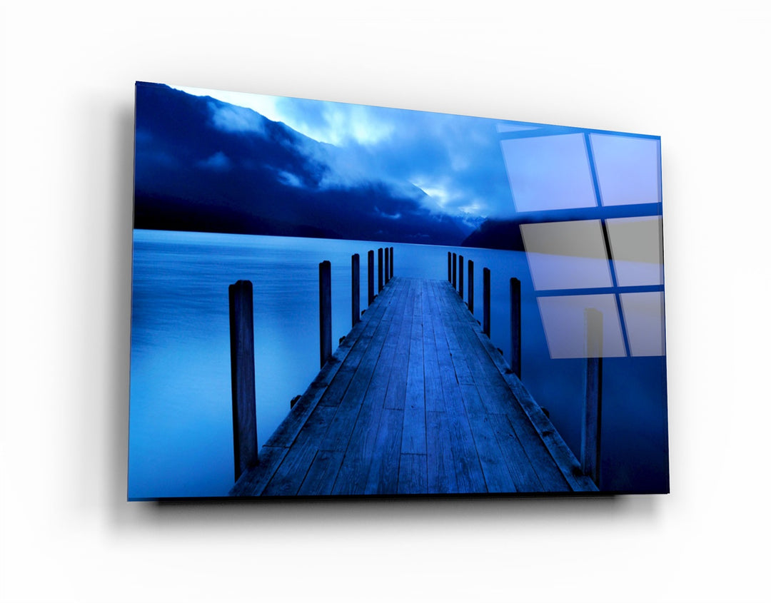 ・"Blue Dock"・Glass Wall Art | Artdesigna Glass Printing Wall Arts.