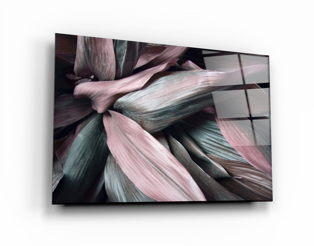 ・"Pink Leaves V2"・Glass Wall Art | Artdesigna Glass Printing Wall Arts.