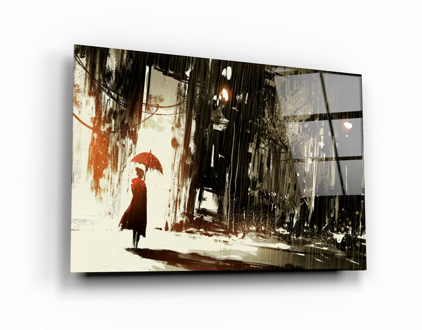 ・"Abstract Woman and Red Umbrella"・Glass Wall Art | Artdesigna Glass Printing Wall Arts.