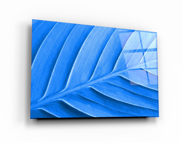 ・"Blue Leaf"・Glass Wall Art | Artdesigna Glass Printing Wall Arts.