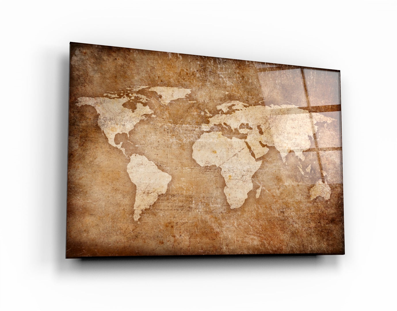 ・"World Map Classic"・Glass Wall Art | Artdesigna Glass Printing Wall Arts.