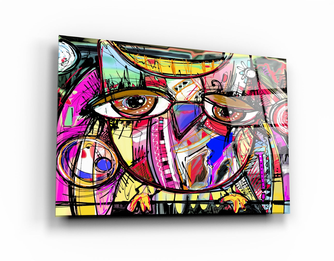 ・"Owl Abstract"・Glass Wall Art | Artdesigna Glass Printing Wall Arts.