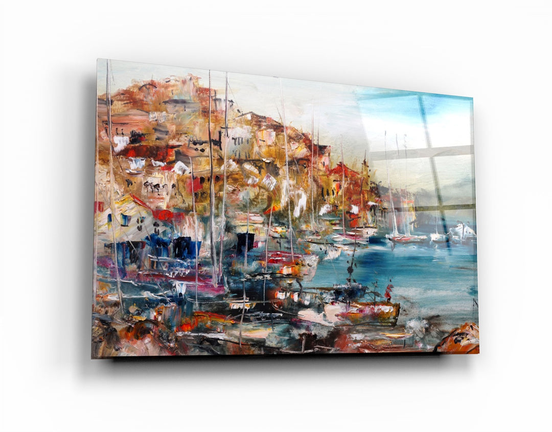 ・"Coastal Town"・Glass Wall Art | Artdesigna Glass Printing Wall Arts.