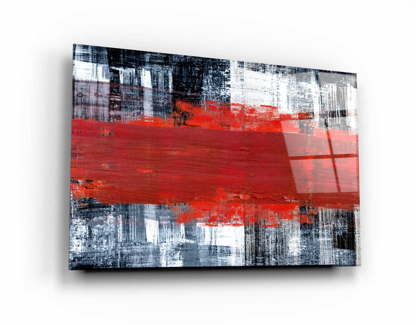 ・"Red Thick Line"・Glass Wall Art | Artdesigna Glass Printing Wall Arts.