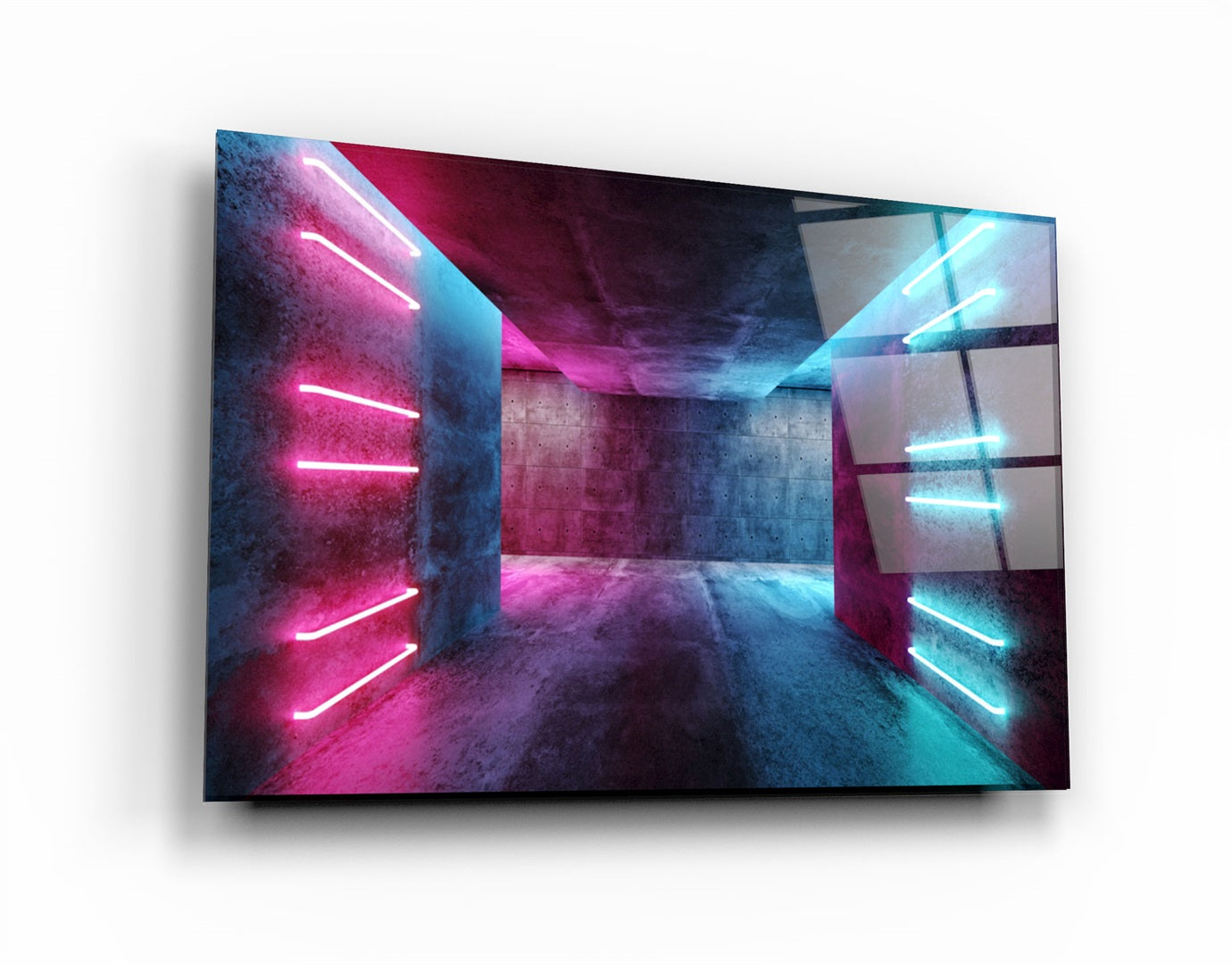 ・"Neon Corridor"・Glass Wall Art | Artdesigna Glass Printing Wall Arts.