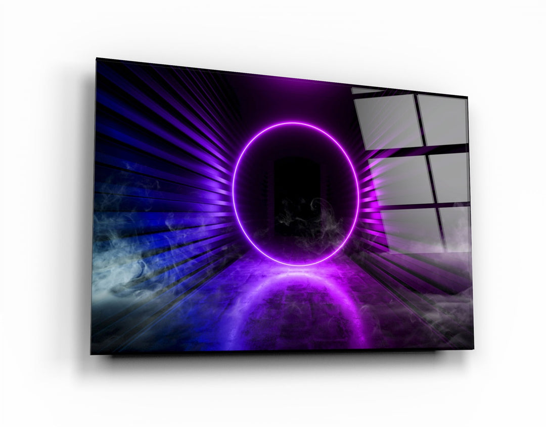 ・"Neon Circle"・Glass Wall Art | Artdesigna Glass Printing Wall Arts.