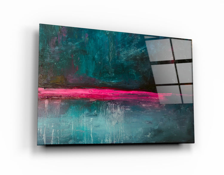 ・"Pink Horizon Abstract"・Glass Wall Art | Artdesigna Glass Printing Wall Arts.