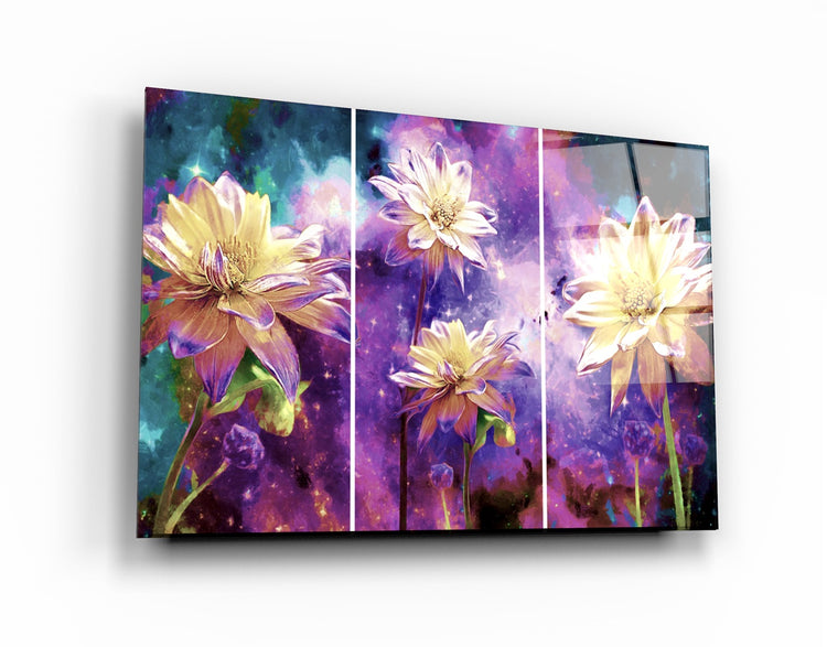 ・"Divided Flowers Purple"・Glass Wall Art | Artdesigna Glass Printing Wall Arts.