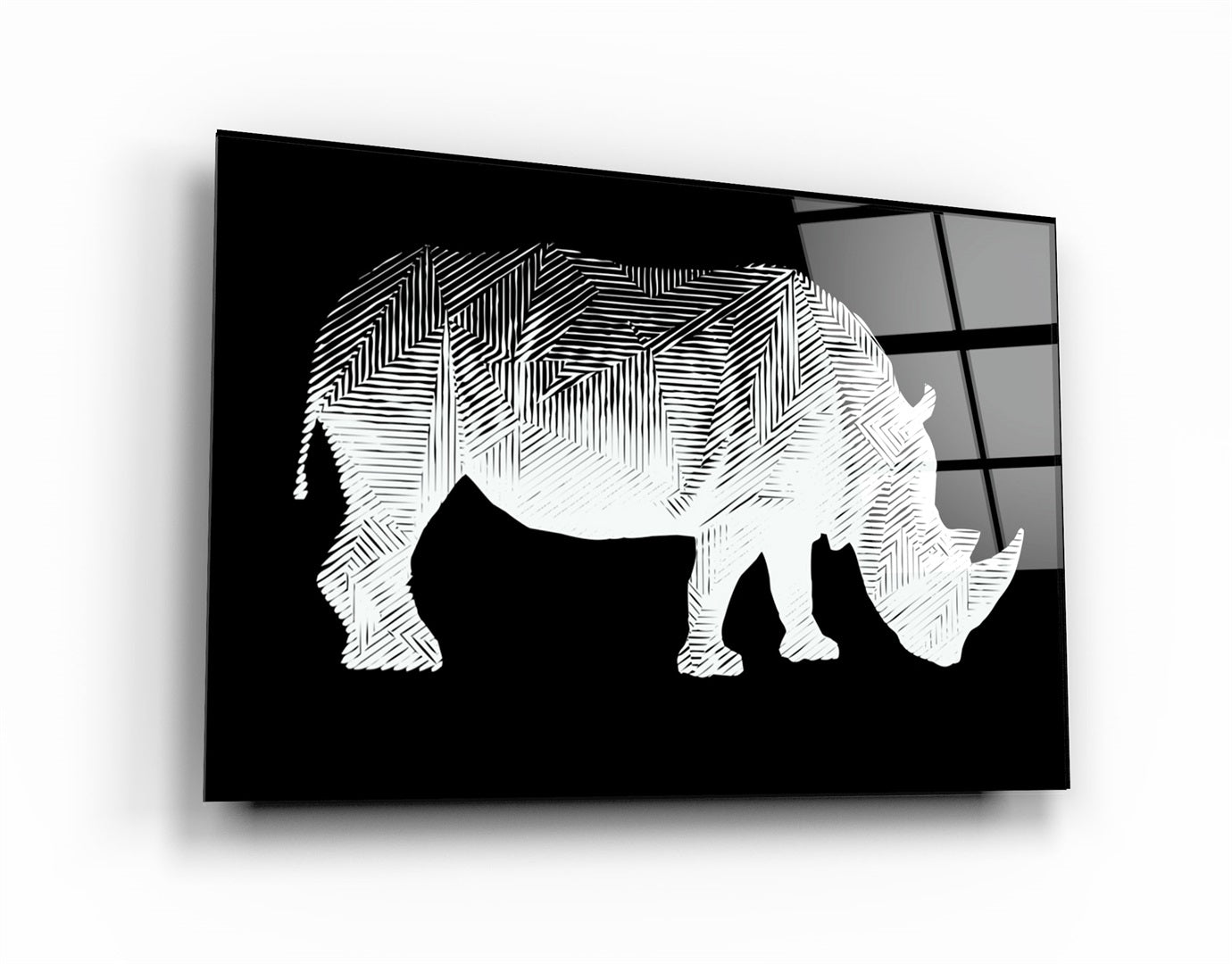 ・"Rhino Black"・Glass Wall Art | Artdesigna Glass Printing Wall Arts.