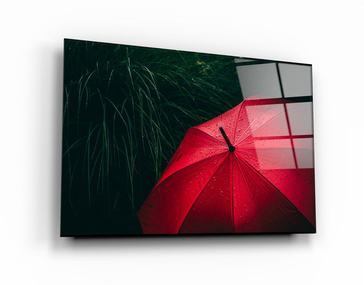 ・"Red Umbrella"・Glass Wall Art | Artdesigna Glass Printing Wall Arts.