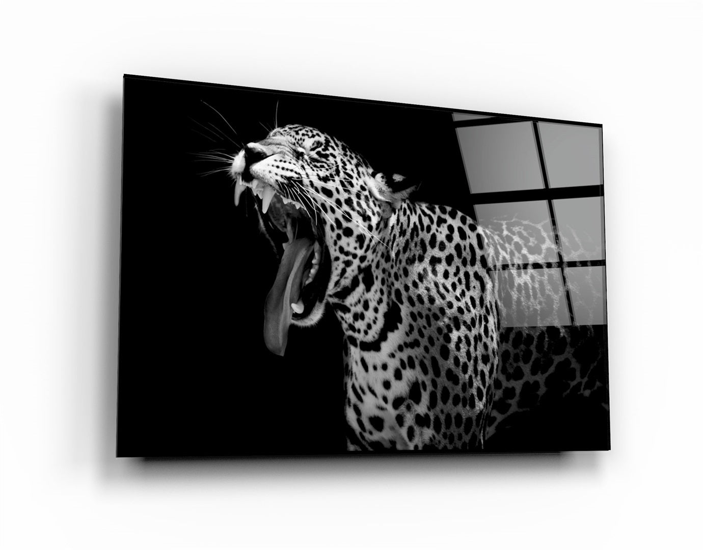 ・"Leopard Yawn"・Glass Wall Art | Artdesigna Glass Printing Wall Arts.