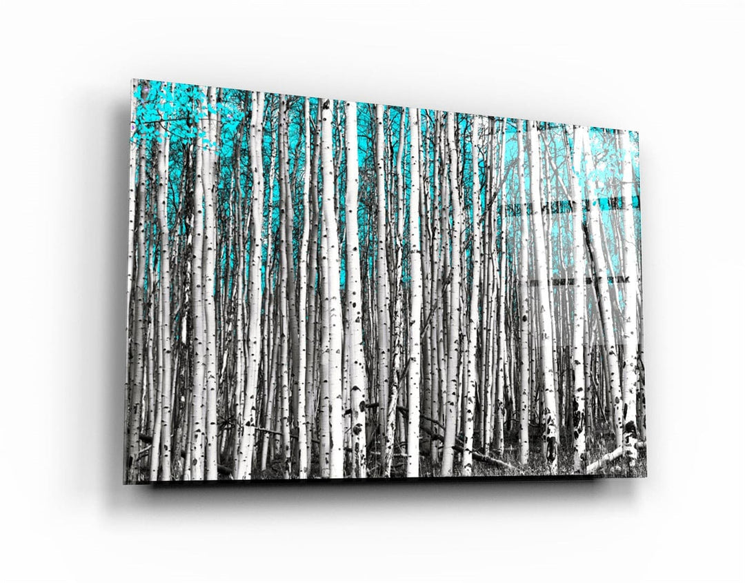 ・"Abstract White Trees V2"・Glass Wall Art | Artdesigna Glass Printing Wall Arts.